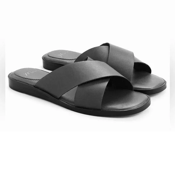Slide Sandals Slippers Jcrew Crew Shoes Jcrew Leather Crossover